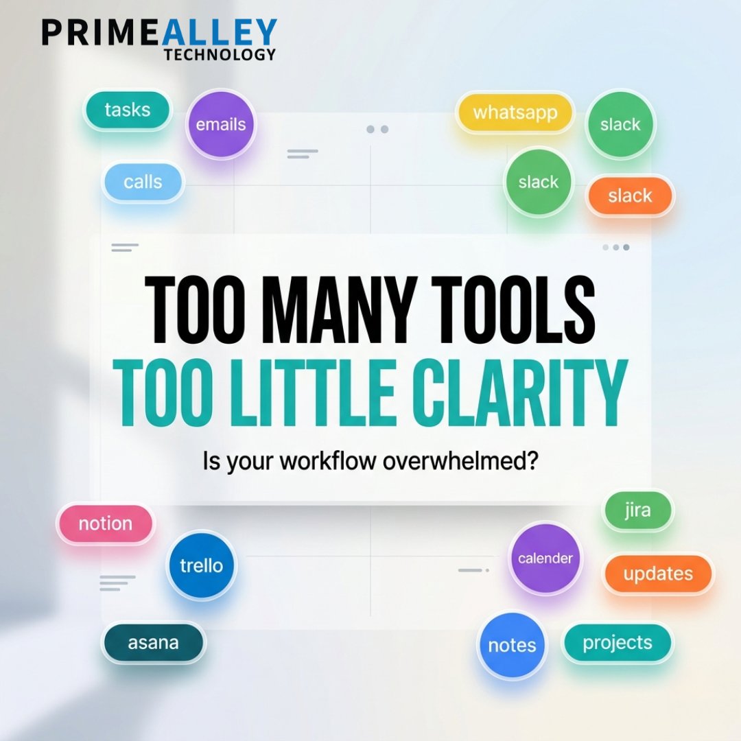 PrimeAlley's tweet photo. Too many tools create confusion, delays, and missed opportunities.

Bring everything into one connected workspace and simplify how your team works.

#DigitalWorkspace #BusinessEfficiency #CRM #Productivity #PrimeAlleyWorkspace #BusinessTools #dubai #dubaï #dubai❤️ #dubailife https://t.co/rCgF98o97i