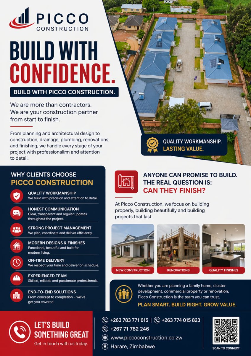 PiccoConstruct1's tweet photo. Picco Construction is not just a contractor  we are a complete construction partner.

From planning and architectral design to construction, drainage, plumbing, renovations and finishing, we handle every stage of the project with professionalism and attention to detail. https://t.co/DIUWCSMN1h