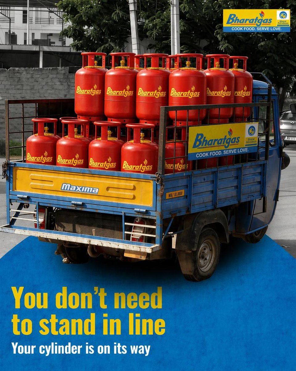 BPCLLPG's tweet image. Bharatgas is ensuring seamless home deliveries.
Book only as per your requirement and rely on verified updates from Bharatgas. There is no need to rush or panic.

#NoQueues #BharatGas #StayComfortable #WeDeliver

@PetroleumMin @HardeepSPuri @neerajmittalias @Secretary_MoPNG
