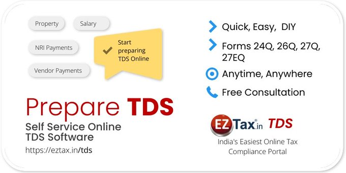 EZTaxIndia's tweet image. 30th April 2026 is the due date for TDS payments for the payments made in March 2026. Post 31st march, interest will be levied.

EZTax advise you to assess and pay early. Contact EZTax if you need any help.

eztax.in/tds/

#EZTax #TDS #IncomeTax #Compliance