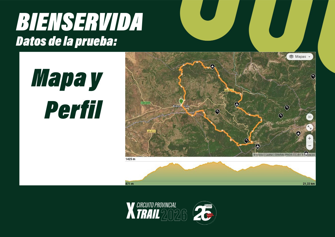 DipualbaDeporte's tweet image. 🚩 #Trail | Este es el perfil y descripción de la X Carrera de Trail de #Bienservida, 6ª prueba del Circuito.

📅 Domingo 26 de abril, a las 09:30 h. ¡Inscripciones! 👇 
-Trail: deportes.dipualba.es/Deportes/Ficha…  
-Iniciación: deportes.dipualba.es/Deportes/Ficha… 
-Copa Trail: deportes.dipualba.es/Deportes/Ficha…