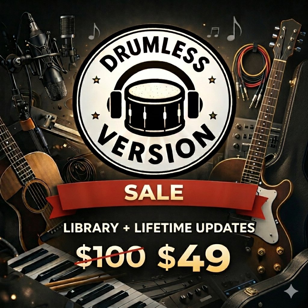 drumlessversion's tweet image. DRUMLESS LIBRARY – BIG SALE
 $49
7000+ DRUMLESS TRACKS
 LIFETIME UPDATES INCLUDED
 UNLIMITED DOWNLOADS
shopier.com/drumlessversio…
#drums #music #drummer #drumcover