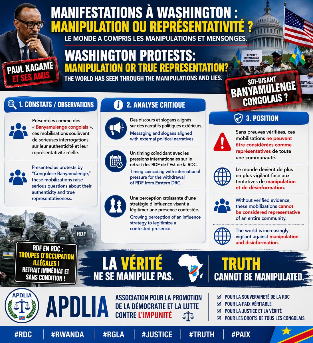 TheoMpoze's tweet image. 🚨 URGENT 🚨 

LES SOIT-DISANT MANIFESTIONS TENUES À WASHINGTON POSENT DES NOMBREUSES CRITIQUES QUAND À SES INCOHÉRENCES ET CONTRADICTIONS DE LANGUAGES SCANDÉS !

🔎 Lecture critique des manifestations à #Washington

Les manifestations organisées à Washington, présentées comme