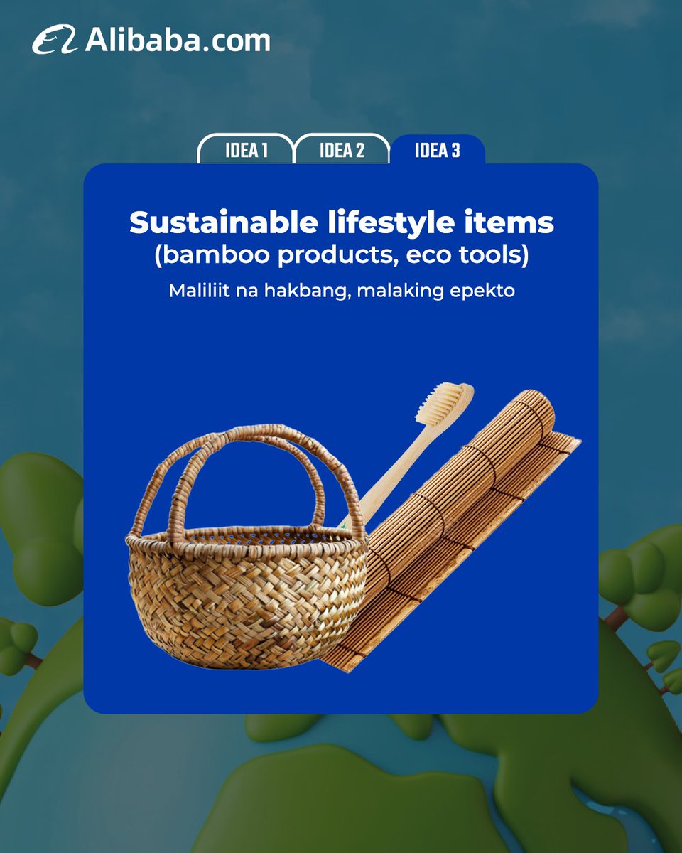 AlibabaSEA_'s tweet image. Ngayong Earth Day, gumawa ng mas magandang choice para sa negosyo at kalikasan
Mula sa eco-friendly packaging hanggang reusable products, maliliit na hakbang ay may malaking epekto.

Mag-source ng sustainable products sa Alibaba.com

#Alibaba #AlibabaCom #EarthDay