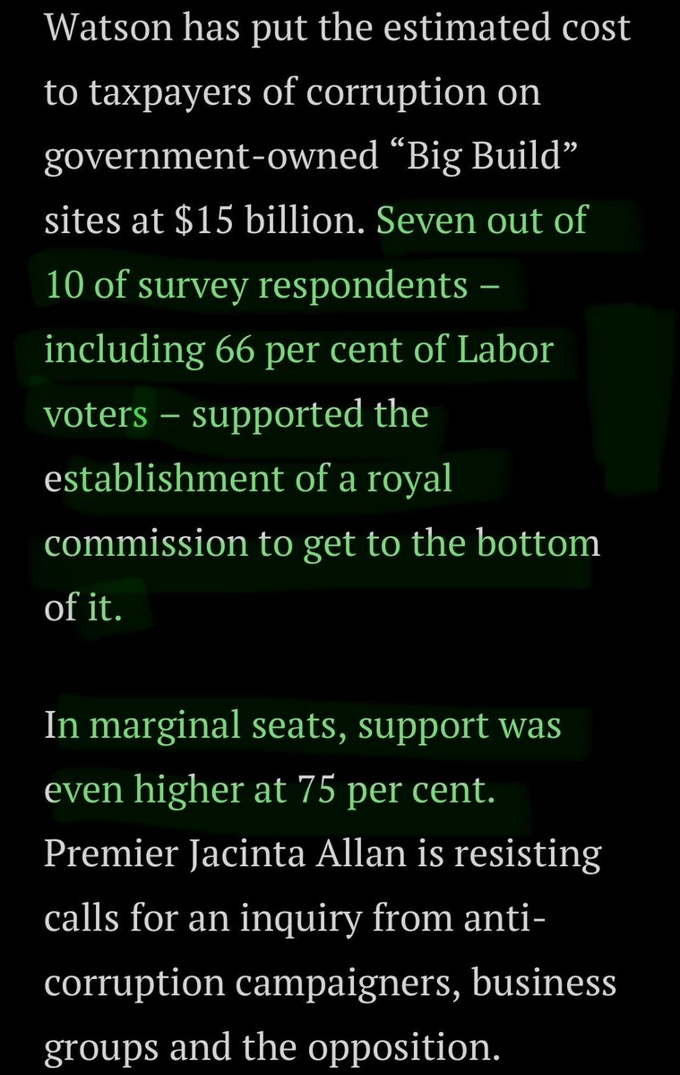 dowhatonemustdo's tweet image. Interesting that Labor voters are wanting a Royal Commission into Big Build / CFMEU #springst (The Age)