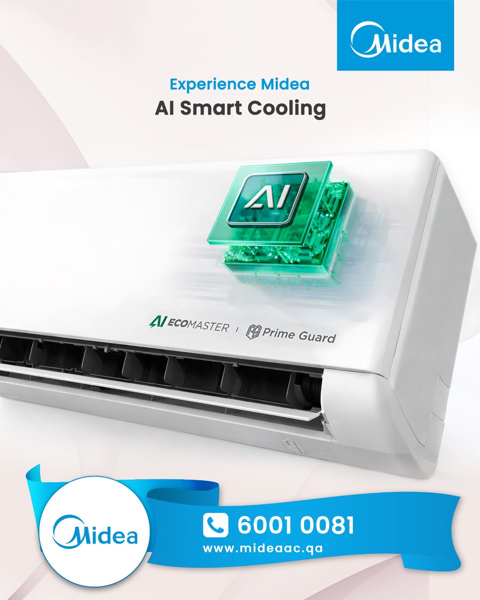 mideaqa's tweet photo. Cool Smarter with Midea AI
Experience Midea AC powered by AI for faster cooling, better efficiency.

📞 Call: 6001 0081 
📍 Salwa Road, Qatar 
🌐 https://t.co/JzmaerpS3e

#midea #mideaqatar #mideaqa #mideasplit #mideaac #mideainverter #mideaairconditioner #mideavrf https://t.co/XCHjbDQThR