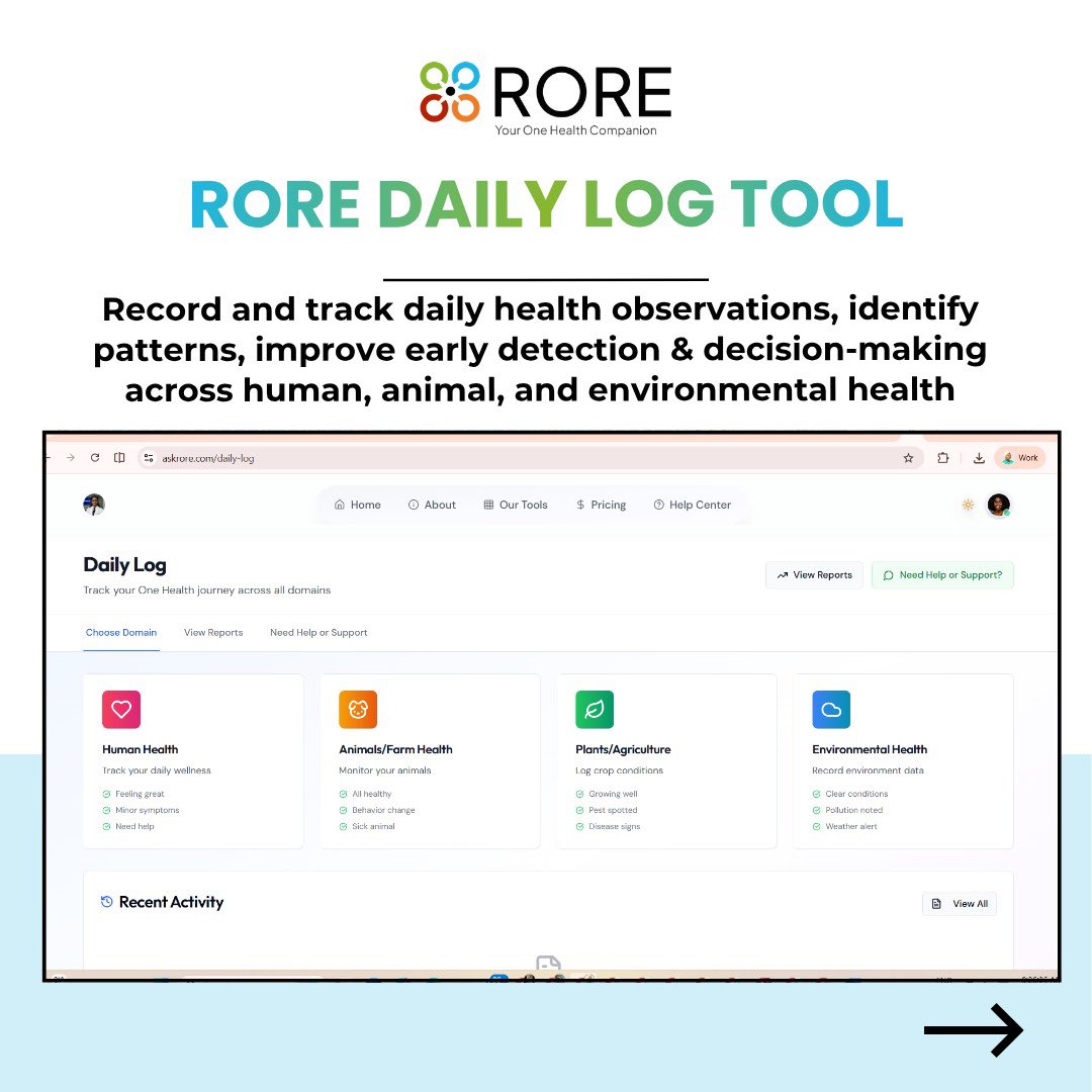 askrore's tweet photo. Have you tried the RORE Daily Log Tool? 

It helps you track health data, avoid missing details, and keep records organized for future use. 

Swipe to explore features. 
👇

Sign up free with code RORE14FREE at https://t.co/EjEaLsICXG

 #RORE #OneHealth #DigitalHealth https://t.co/6Nx4aEGFMo