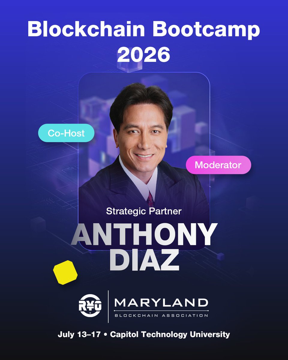 ryodigital's tweet photo. We’re pleased to announce that Anthony Diaz, Founder & Chairman of RYO Digital, will speak at the Maryland Blockchain Association 2026 Bootcamp & Conference, July 13–17 at Capitol Technology University.

With decades building successful businesses and hands-on experience in digital assets, his approach is simple: focus on what actually works.

Learn more:
🔗 https://t.co/D6zb0iw0S9

#RYODigital #AnthonyDiaz #Web3