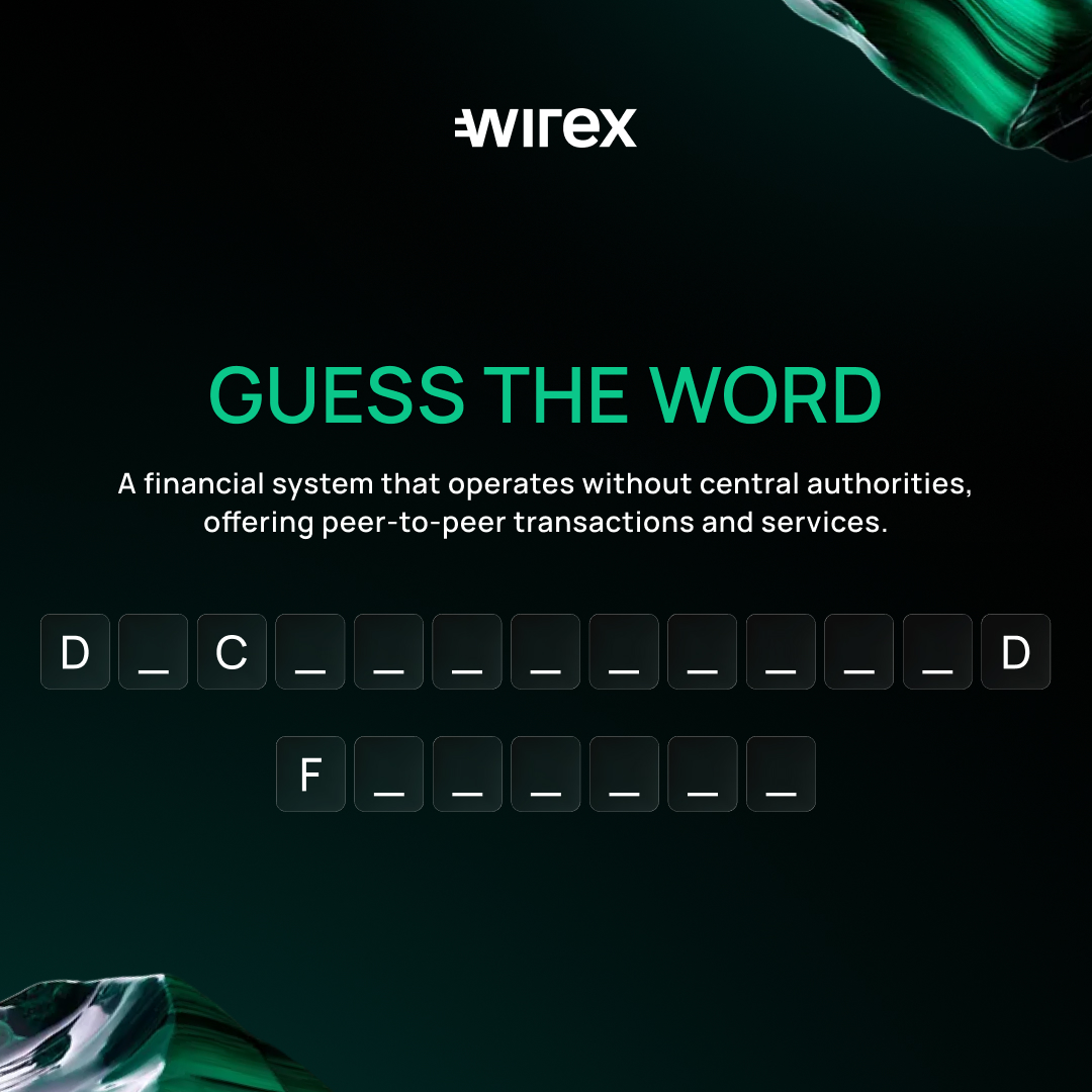 A financial system that operates without central authorities, offering peer-to-peer transactions and services.

Drop your answer below 👇