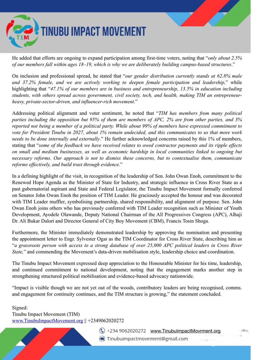 Tinubu impact movement tweet media