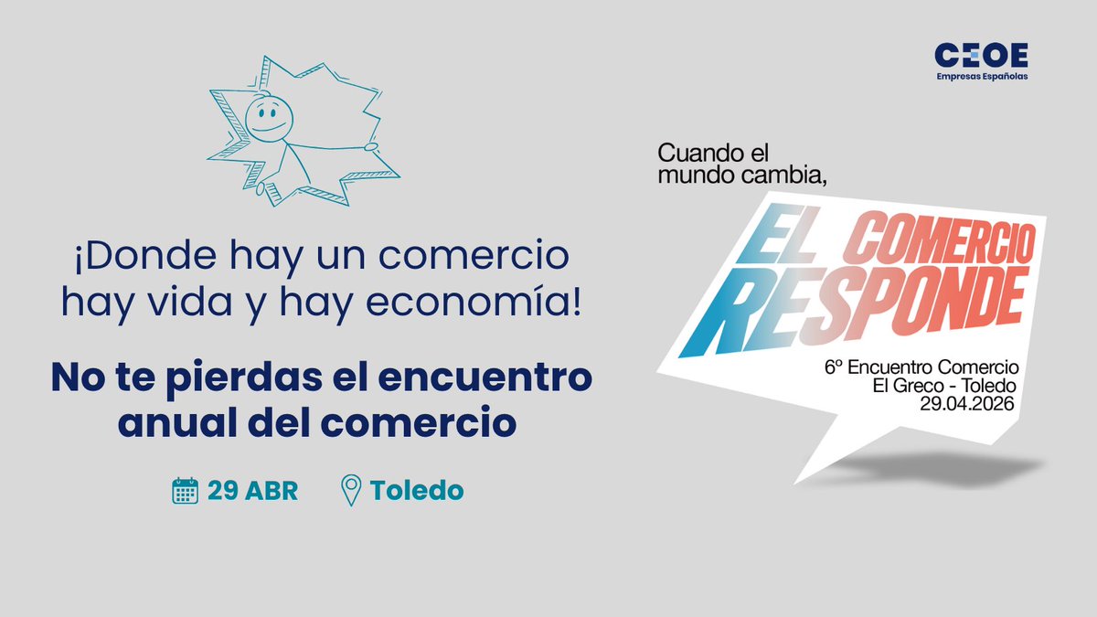 CEOE_ES's tweet image. 🤔¿Sabías que en España hay 77 comercios de media por cada municipio?

El sector de #comercio vertebra nuestro territorio, creando el 17% del #empleo🛍️

Aprende más sobre esta actividad en el 'Encuentro del Comercio' @_CECAM el día 29 de abril en Toledo👉ceoe.es/es/6-encuentro…