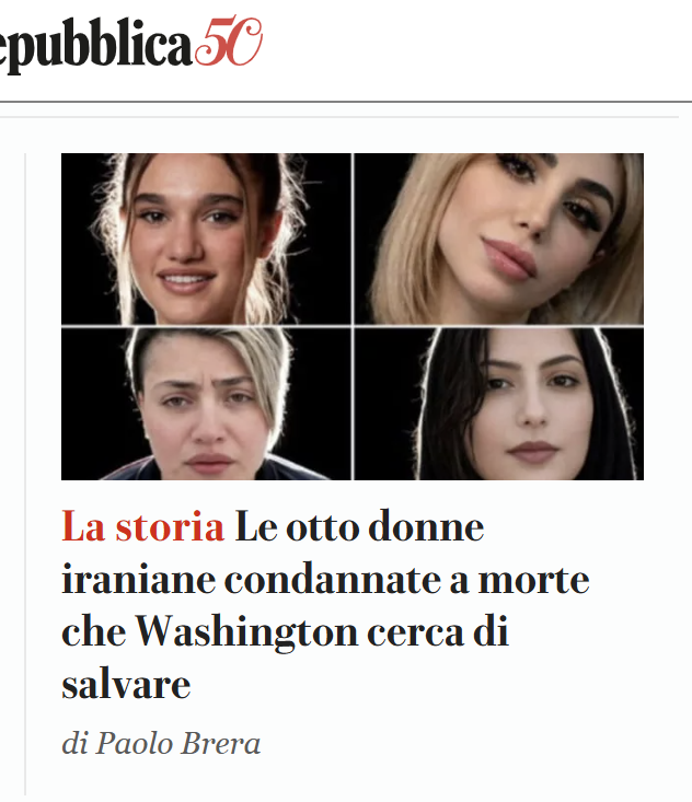 a____capo's tweet image. #Repubblica diffonde #fakenews.
Le 8 donne iraniane non sono condannate a morte, lo dice lo stesso articolo.
@paologbrera perché disinformate usando un titolo falso che riprende il post di Eyal Yakoby, un propagandista pro #Israele, #sionista, negazionista del #genocidio?