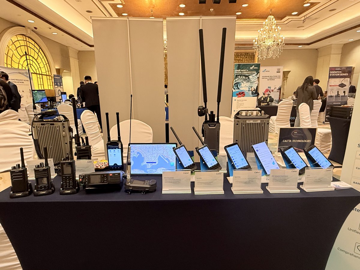 CalttaTech's tweet photo. Day 1 at Critical Communications Asia 2026 is underway in Hong Kong!
We’re excited to welcome visitors to experience our live MCX ecosystem, featuring: 
🔹 MCX Server, Client &amp; Terminals
🔹 Real-time mission-critical communications demo
🔹 Seamless voice, video &amp; data integration https://t.co/CZSi3aXo9Z