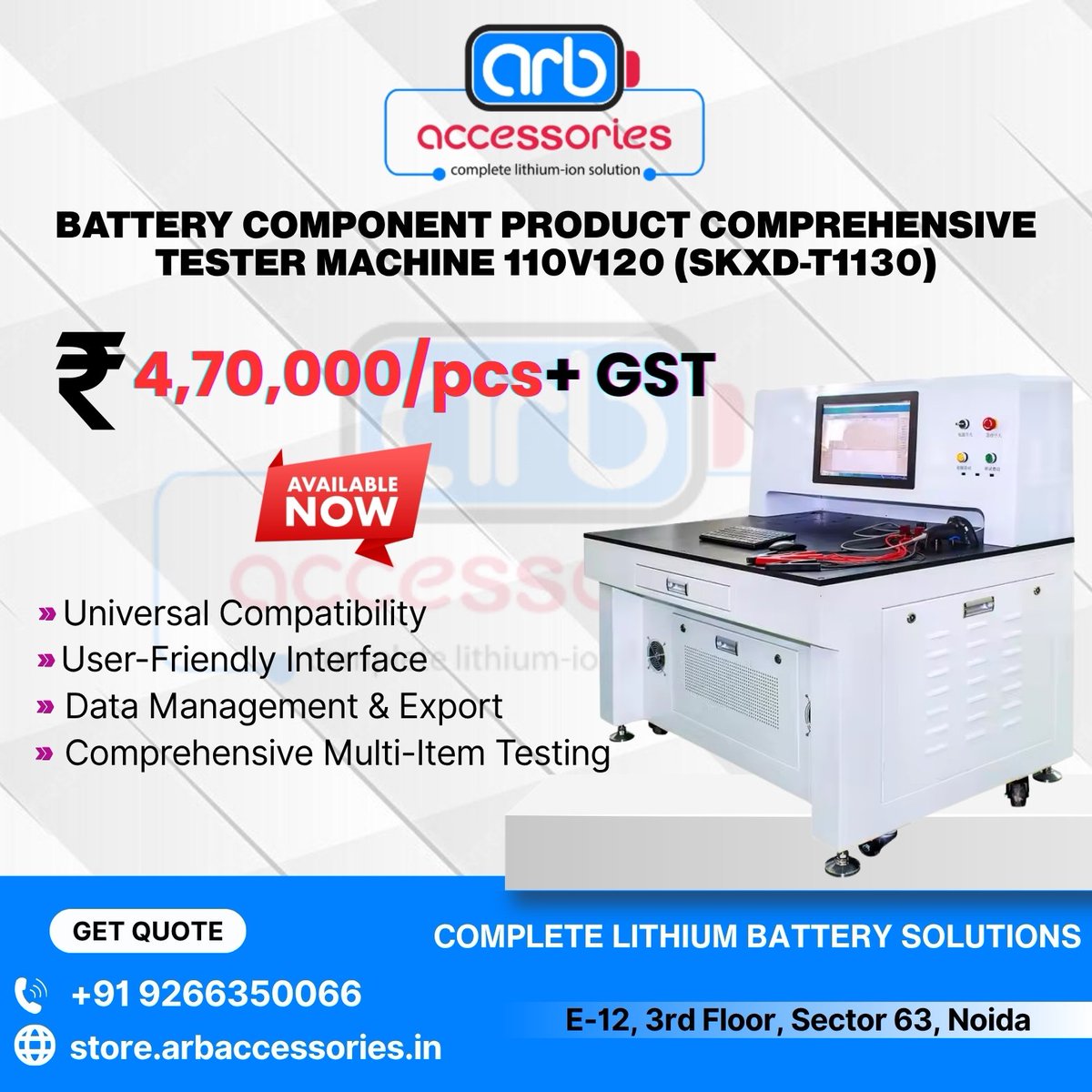 arb_ltd's tweet photo. ⚙️ Battery Testing & Sorting Machines – Advanced Inspection Solutions
🔹 Battery Component
🔹 Battery Positive & Negative
🔹 Battery Sorting Machines
🛒 Available at ARB
🌐 https://t.co/5FyR1EQh1y
#ARBAccessories #BatteryTesting #SortingMachine #BatteryManufacturing https://t.co/ZS3E2IKmsT
