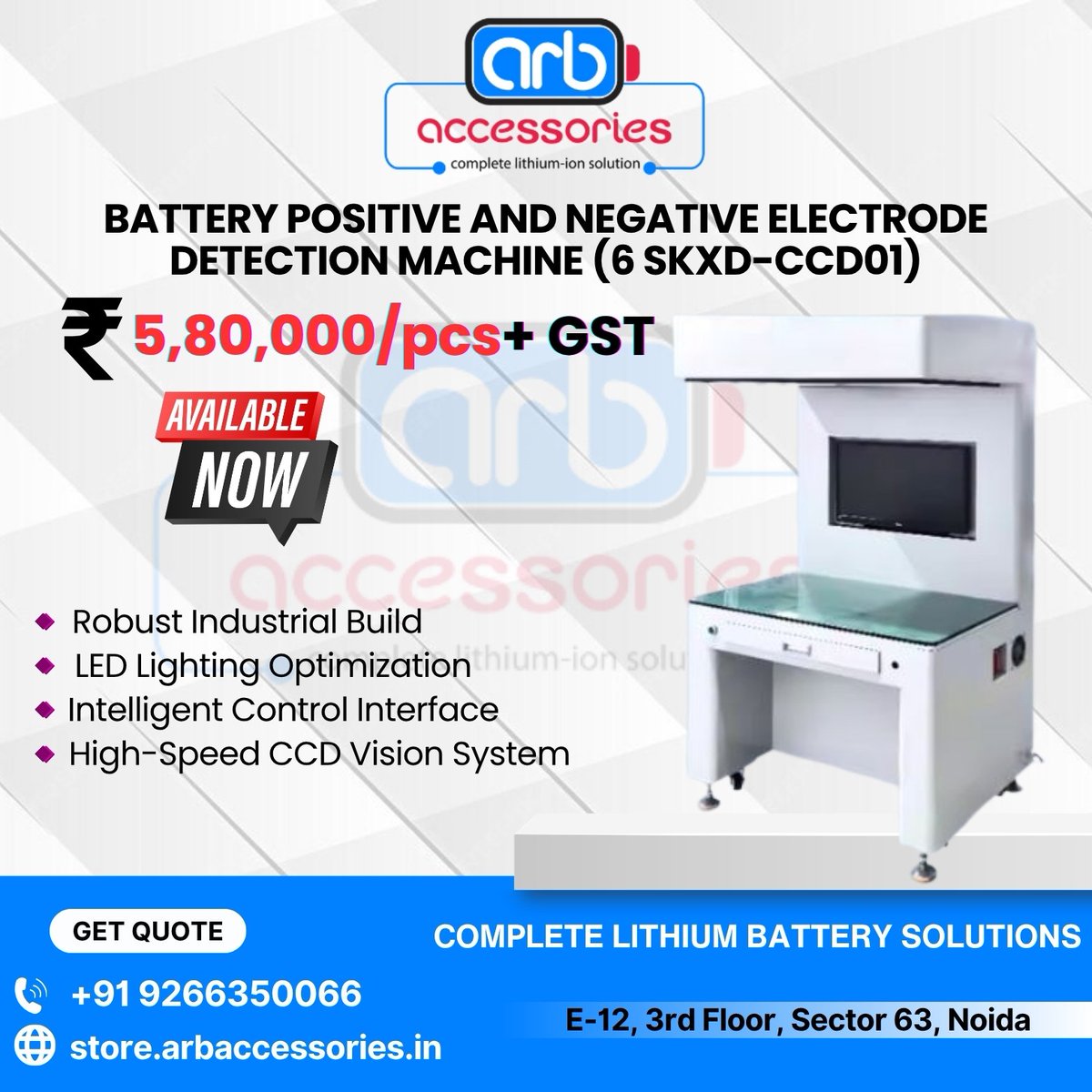 arb_ltd's tweet photo. ⚙️ Battery Testing & Sorting Machines – Advanced Inspection Solutions
🔹 Battery Component
🔹 Battery Positive & Negative
🔹 Battery Sorting Machines
🛒 Available at ARB
🌐 https://t.co/5FyR1EQh1y
#ARBAccessories #BatteryTesting #SortingMachine #BatteryManufacturing https://t.co/ZS3E2IKmsT