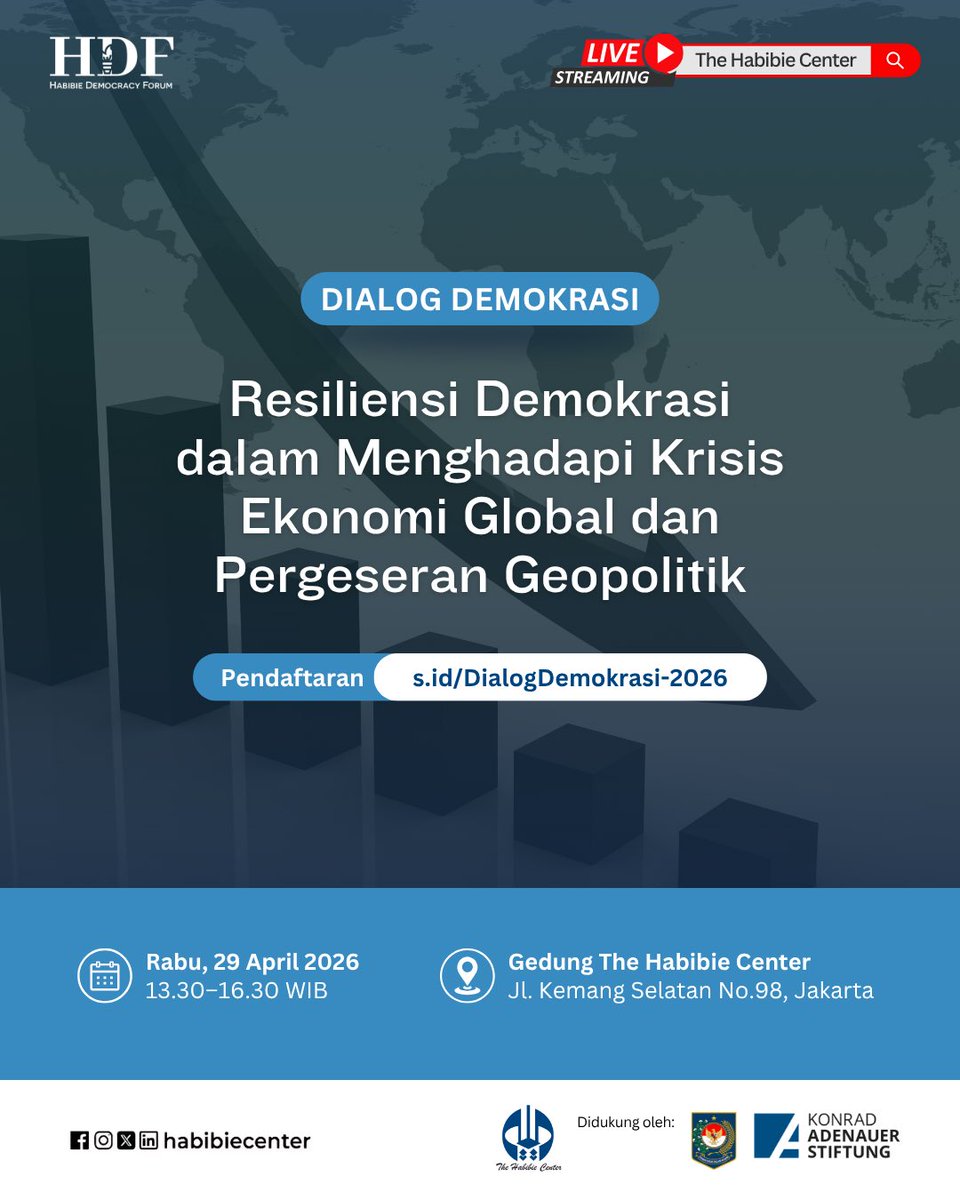 habibiecenter's tweet photo. The Habibie Center didukung @KASIndonesia dan @BPSDMkemendagri,
menghadirkan Dialog Demokrasi sebagai ruang pertukaran gagasan lintas pemangku kepentingan untuk menjawab tantangan ini secara kritis dan konstruktif. https://t.co/063zl9YIRx