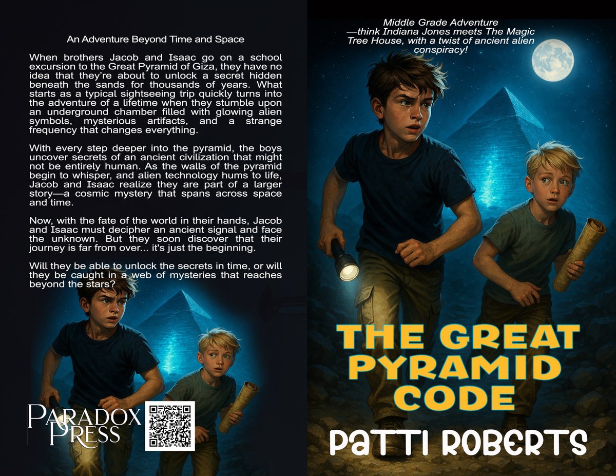 PattiRoberts7's tweet image. The Great #Pyramid Code - #Middle Grade Adventure: Think #Indiana Jones meets The #Magic Tree House, with a twist of ancient #alien conspiracy!  #Audible #Audiobook amzn.to/3EbQ0ke