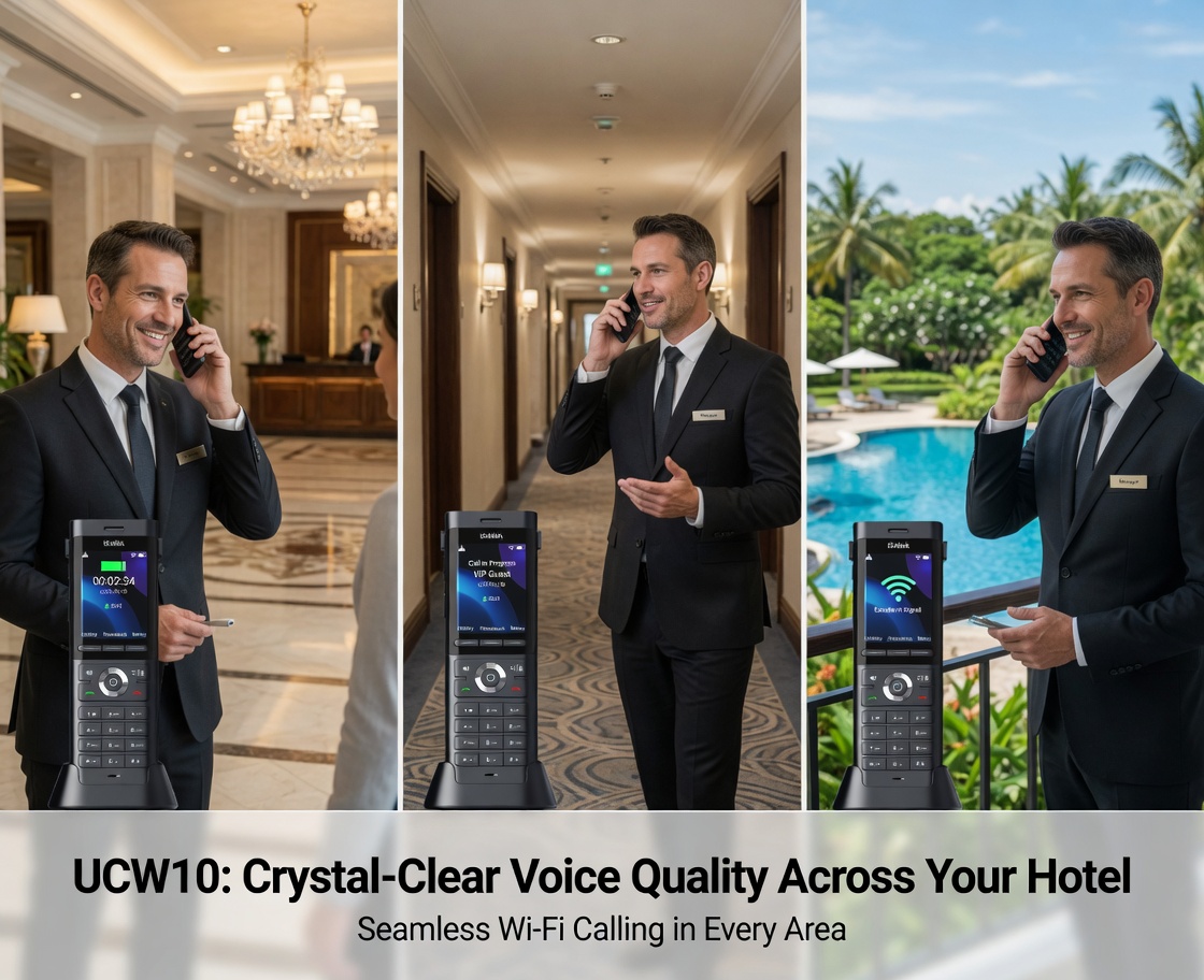 zhulizhong's tweet image. It is always a top priority. When using a Wi-Fi IP phone, ensure it is usable anywhere for hotel managers. Htek provides a good solution with UCW10.

#Htek #WIFI #SIP #IPphone