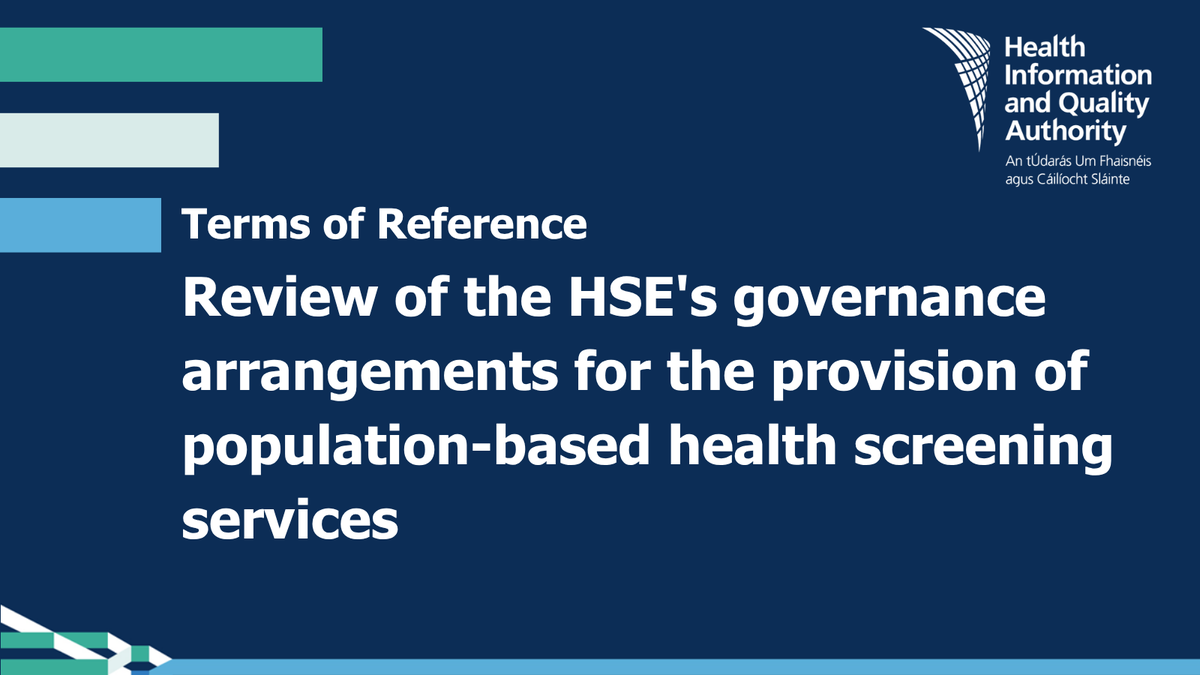 HIQA's tweet photo. HIQA has commenced a review of the HSE’s governance arrangements for the provision of population-based health screening services.

Read our terms of reference: https://t.co/kxJx0aqgY4 https://t.co/tysjLRIf9r