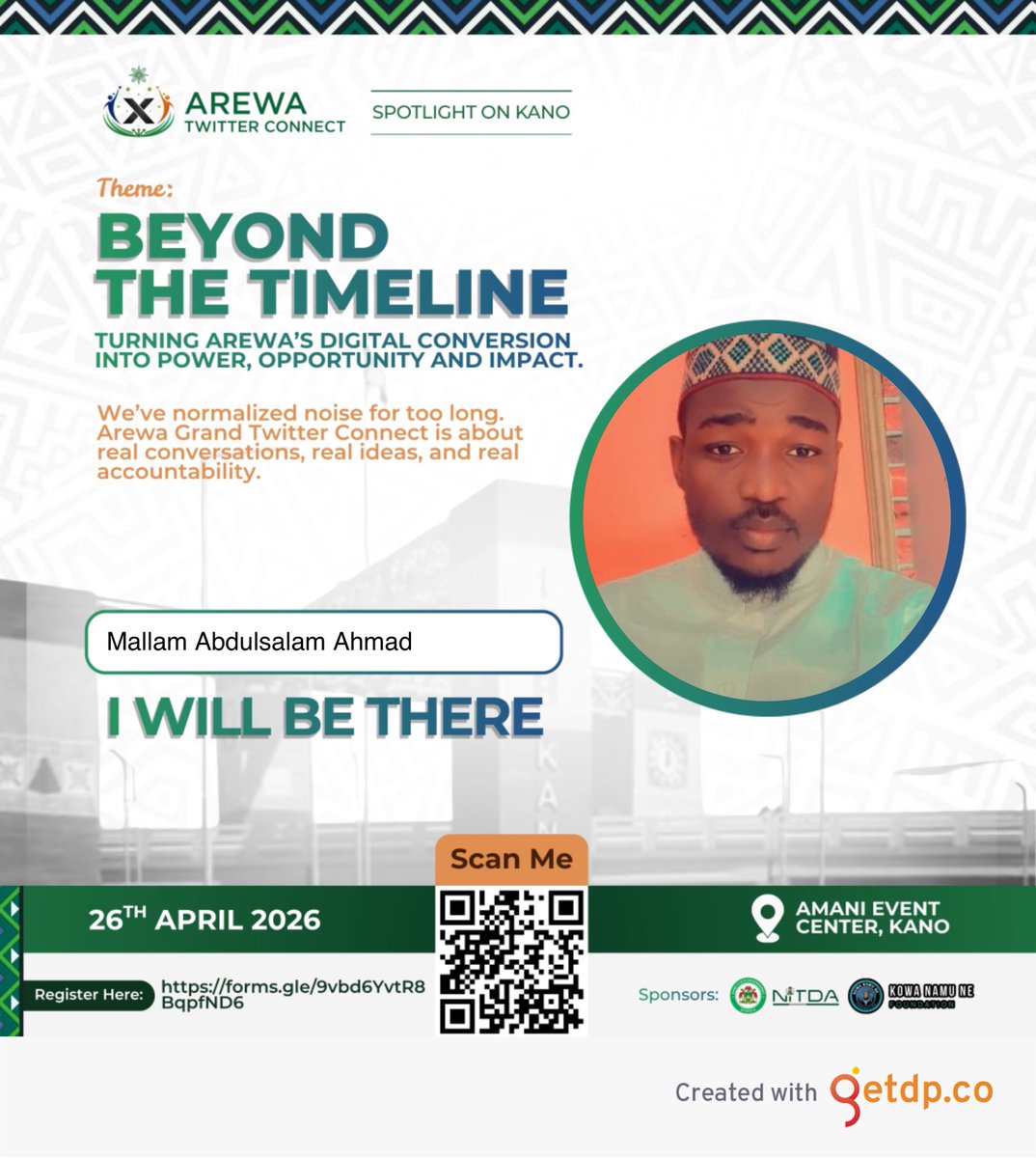 Abdul_Ahmad_'s tweet photo. Arewa Twitter Connect 2026 #Kano 
@ArewaGTC I WILL BE THERE Insha Allah.

#ArewaTwitterConnect https://t.co/WETtahZgC4