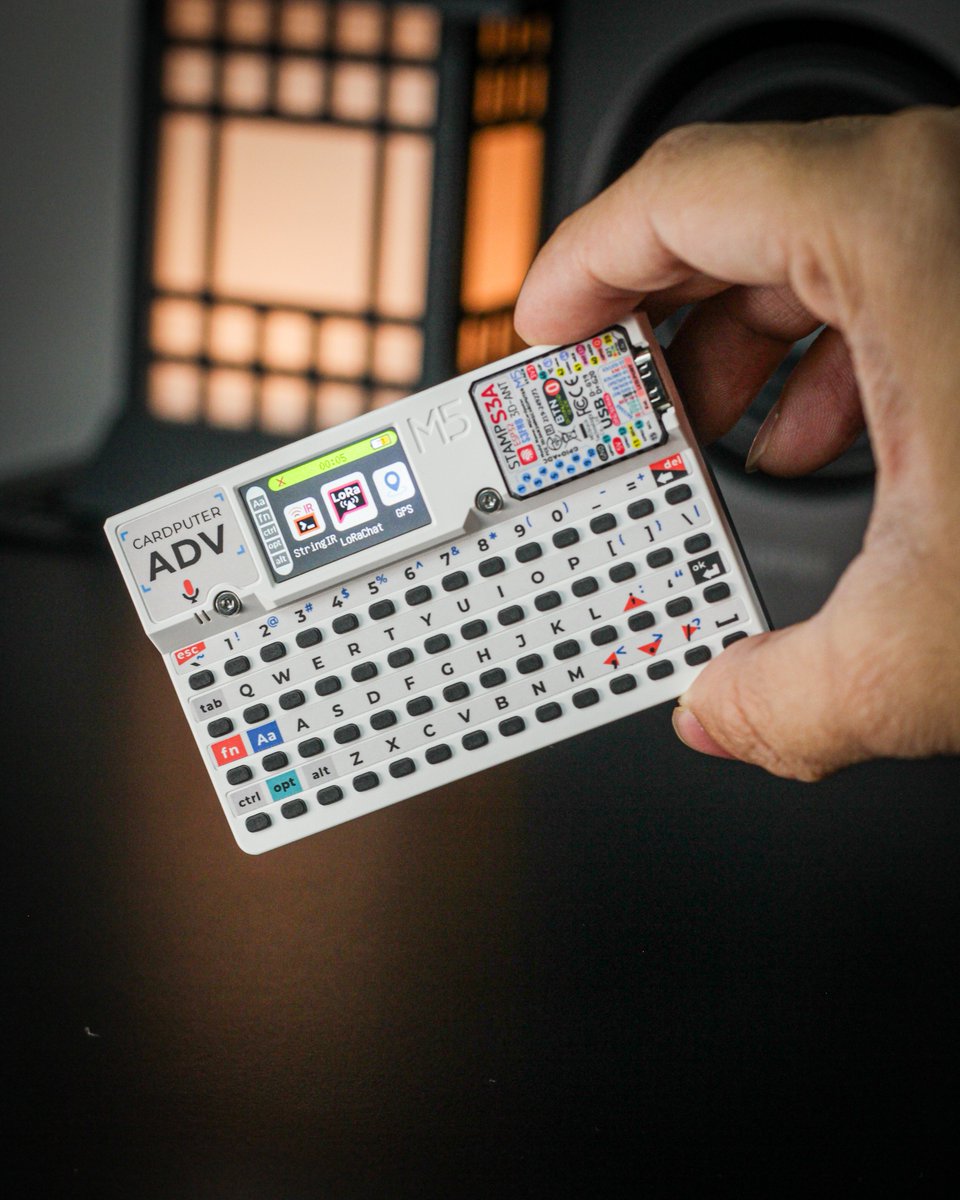 M5Stack's tweet image. Cardputer-Adv in the spotlight 📸⚡
Pocket-sized, compact, and equipped with full keyboard ⌨
Small in size, big on style ✨
Photo by @nitinsvfilms
#M5Stack #Cardputer #Maker #OpenSource #ESP32
