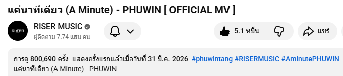 NuaNanka's tweet image. 8แสนแล้ว เย่ 
#แค่นาทีเดียว #phuwintang #Aminute