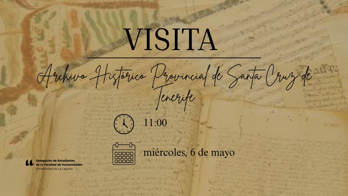 delehumaULL's tweet photo. La memoria se construye cada día 📜✨

Visitamos el Archivo Histórico Provincial de Santa Cruz de Tenerife, un espacio clave para entender nuestro pasado y construir el futuro.

📅 6 de mayo | ⏰ 11:00
📝 Inscripción obligatoria (bio) | ⚠️ Plazas limitadas
¡Te esperamos! 💜 https://t.co/hTwt2bHWce