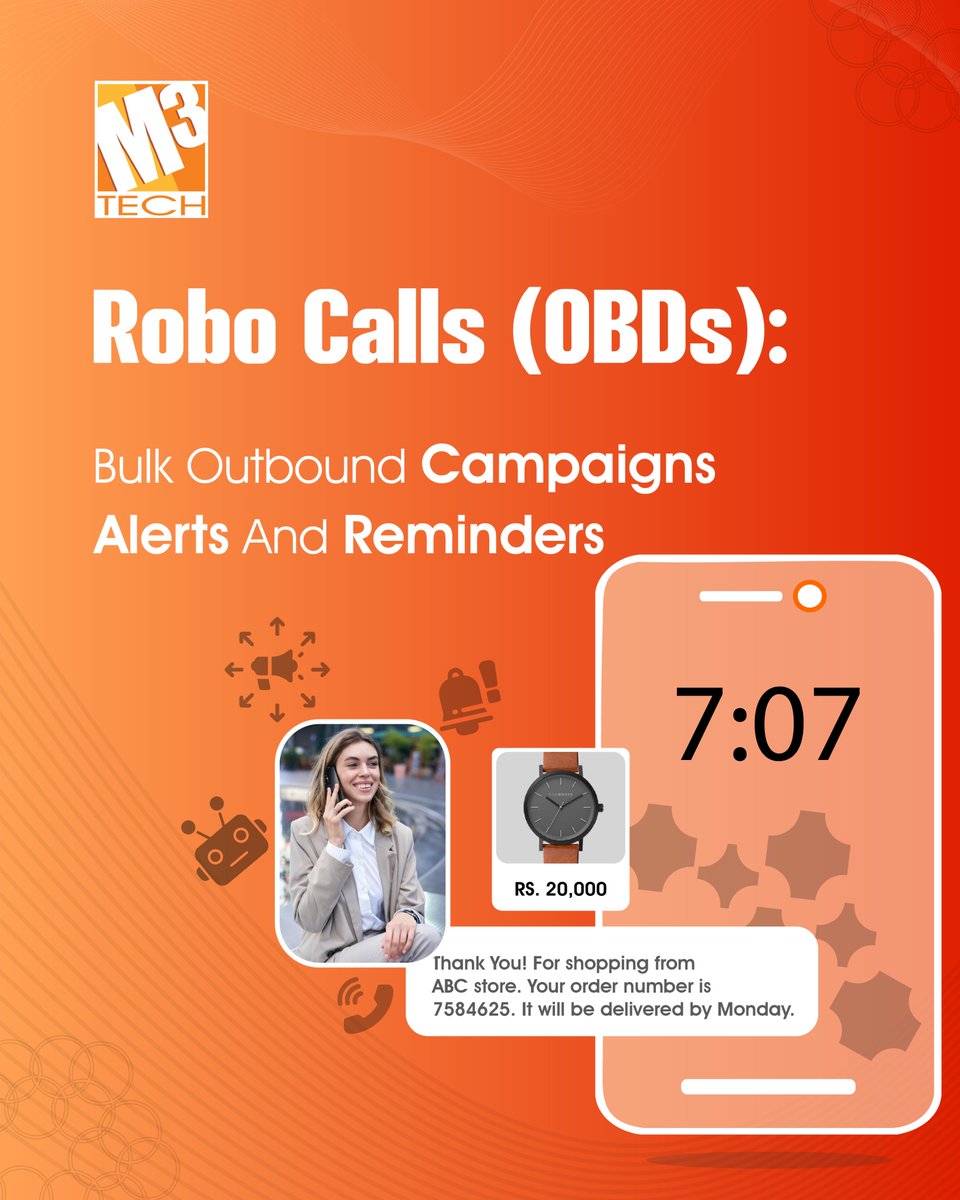 M3techpak's tweet image. Communicate faster. Engage smarter. Scale effortlessly. 📞

With @M3techpak Robo Calls (OBDs), automate outbound campaigns, send alerts, and deliver timely reminders at scale.

📩 sales@m3tech.com.pk | (021) 35302984

#RoboCalls #CallAutomation #CPaaS #M3Tech