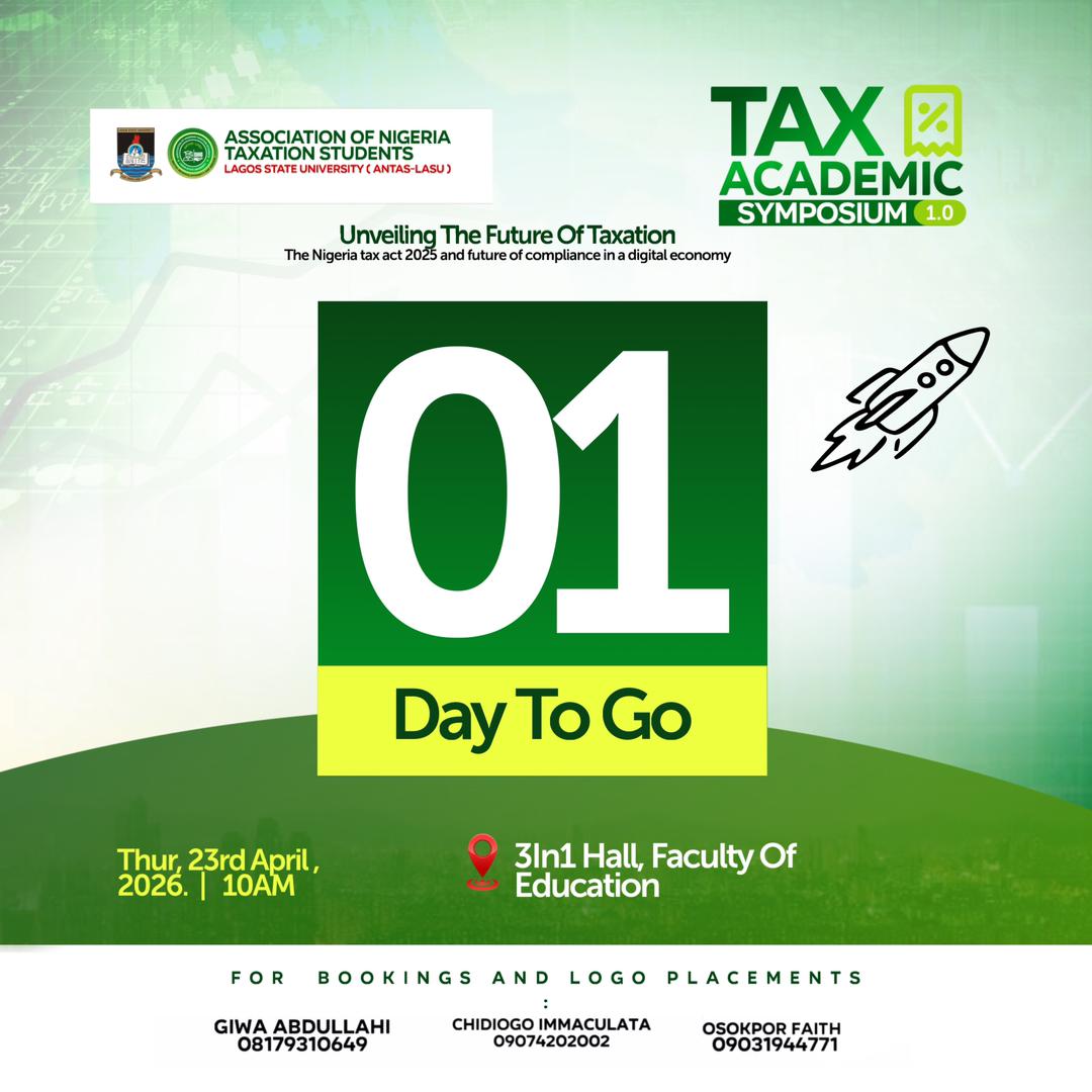 AntasLasu's tweet photo. 1 DAY TO GO!

Tomorrow is the day! 🎉
The wait is finally over — the Tax Academic Symposium is here.

All plans are set, speakers are ready, and the stage is prepared for excellence.

Make sure you come early, come prepared, and come ready to learn, connect, and grow. https://t.co/hPjq9a0XZa