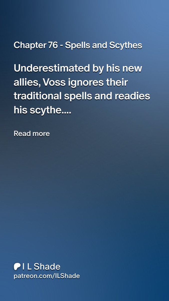 ILShadeX's tweet photo. Chapter 76 - Spells and Scythes is live on Patreon
Read distraction free and support the story
https://t.co/5BsPyBKHGx 
#WritingCommunity #Webnovel #DarkFantasy #ProgressionFantasy #IndieAuthor #AmWriting