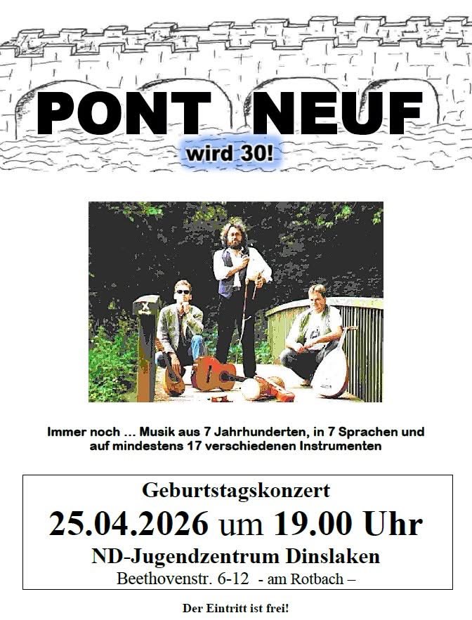 ThereIsAPlanetB's tweet photo. Wir feiern 30 Jahre Pont Neuf. Und wer nicht dabei sein kann, der kann auf Insta und hier unter #30PN dem Konzert folgen und kommentieren. https://t.co/u4dQFzJGB3