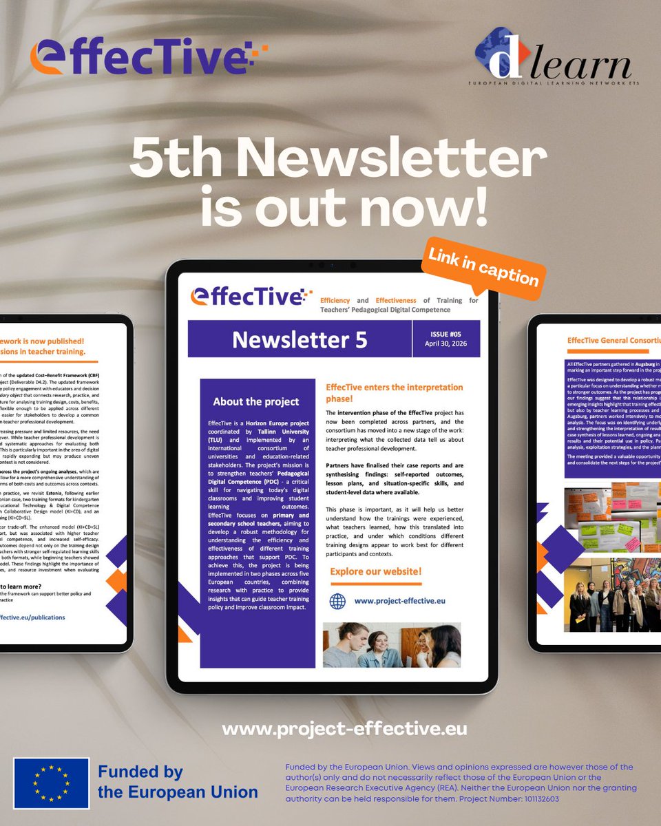 dlearneu's tweet image. 🚀 The 5th Newsletter of EffecTive is Out Now!

project-effective.eu/wp-content/upl…

#EffecTiveProject #HorizonEurope #TeacherTraining #DigitalEducation #EdTech #ProfessionalDevelopment #EducationInnovation #EvidenceBased #PDC #EUProjects