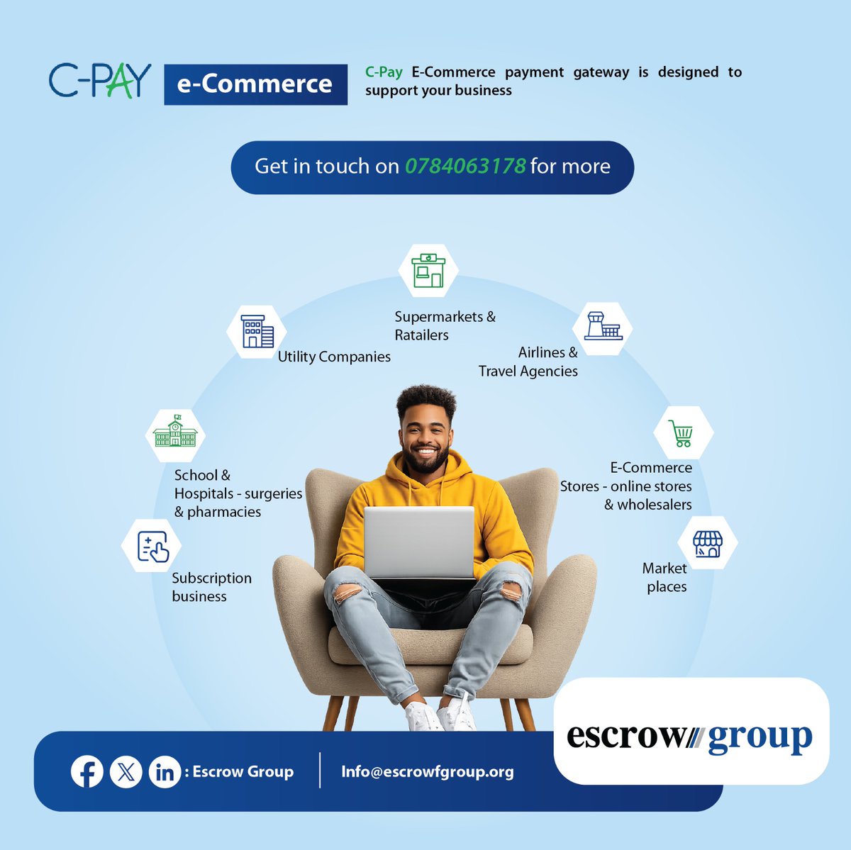 Escrow_Group's tweet image. Power your business with seamless, secure online payments.
C-Pay e-Commerce — built to help you grow.
#DigitalPayments
#EcommerceSolutions