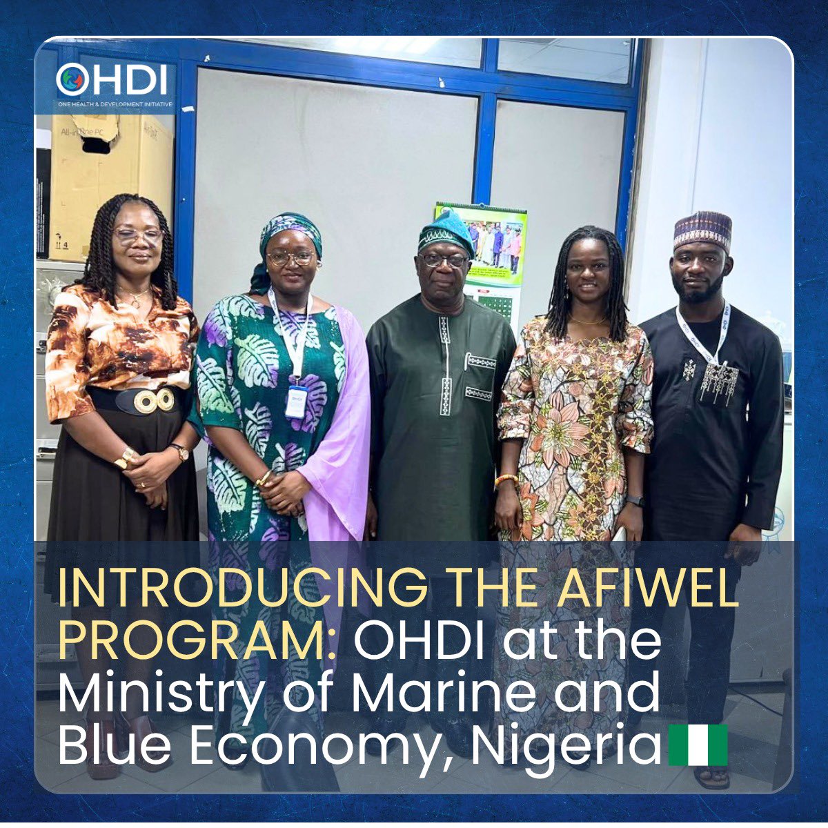 onehealthdev's tweet photo. OHDI met with the Federal Ministry of Marine &amp; Blue Economy to advance nationwide scale-up of the Africa Fish and Aquaculture Welfare Program in Nigeria. This begins formal collaboration to promote fish welfare &amp; sustainable aquaculture. 

#AFIWEL #OHDI #OneHealth https://t.co/LZU4xQAYx0
