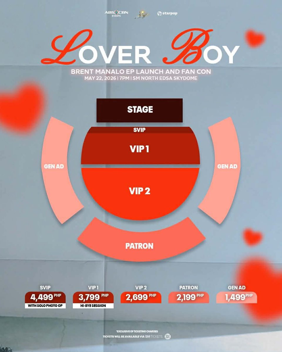 isaiditsja's tweet photo. Brent is taking over the SM North EDSA Skydome on May 22! Don’t miss your chance to see him live up close!

Get your tickets now via https://t.co/56RxijU2jr and SM Tickets outlets.

See you there!! @brentymanalo❤️

#LoverBoy #BrentManalo #ABSCBNMusic https://t.co/0CkiA9nsKN