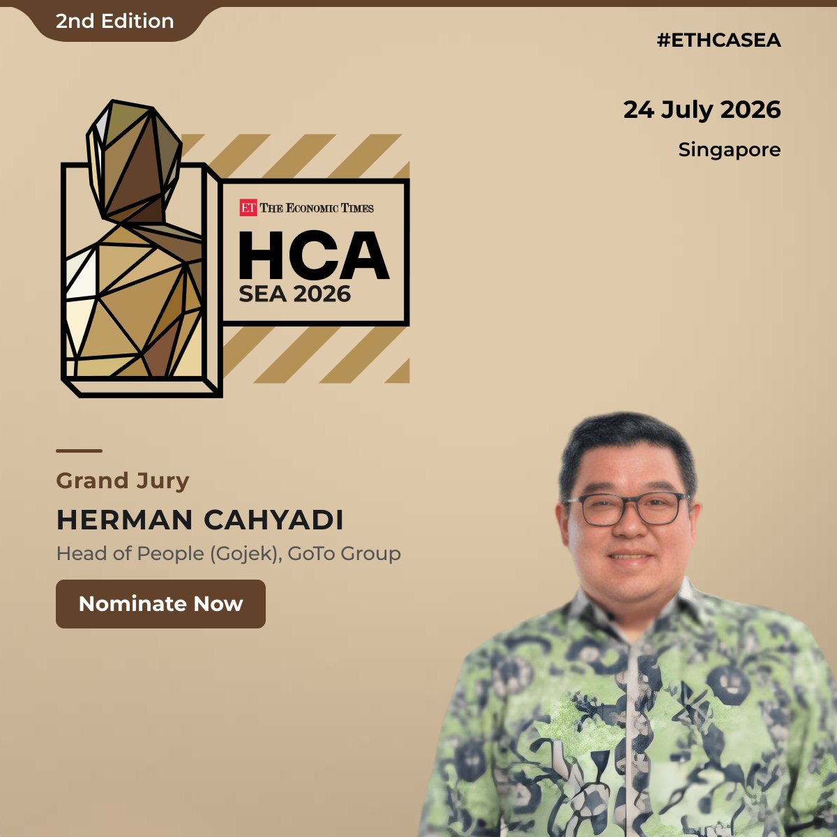 ETHRWorldSEA's tweet image. Welcoming Herman Cahyadi, Head of People (Gojek), GoTo Group, as Grand Jury for ET Human Capital Awards Southeast Asia 2026.

He brings deep expertise in building agile, high-growth, and people-first organisations.

Nominate Now: hrsea.economictimes.indiatimes.com/human-capital-…

#ETHCASEA #HumanCapital