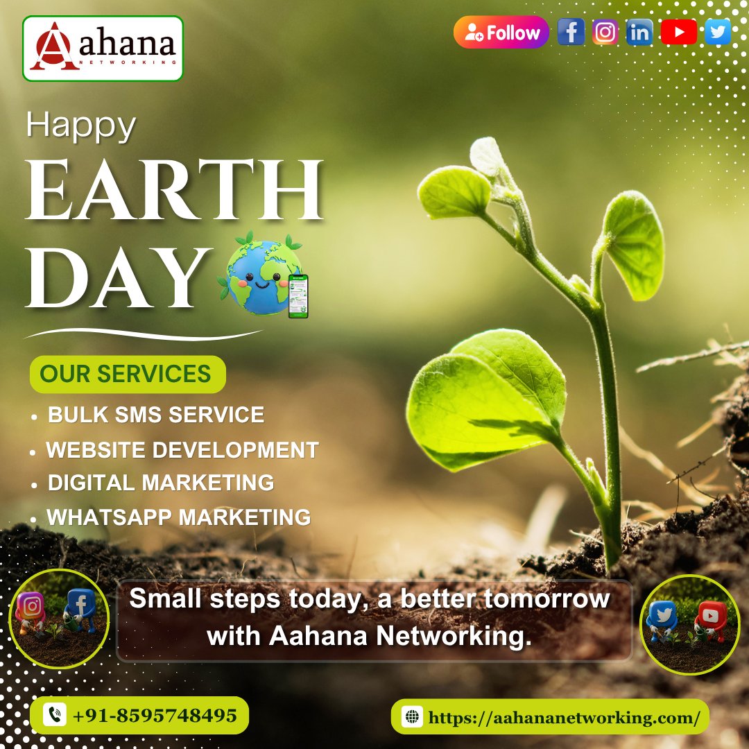 AahnaNetworking's tweet photo. This 𝐄𝐚𝐫𝐭𝐡 𝐃𝐚𝐲 🌍, let’s  𝐛𝐮𝐢𝐥𝐝 𝐜𝐨𝐧𝐧𝐞𝐜𝐭𝐢𝐨𝐧𝐬 that 𝐜𝐚𝐫𝐞  for 𝐨𝐮𝐫 𝐩𝐥𝐚𝐧𝐞𝐭. 💚

📞 Contact: +91-8595748495
🌍https://t.co/yj4WHTBeJS

#EarthDay #SaveEarth #GoGreen #ClimateAction #Trending #Viral #EcoFriendly #GreenFuture #AahanaNetworking https://t.co/i1nQBP9TQn