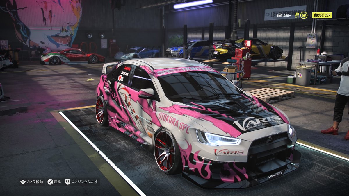 Takumiformula's tweet image. TKMのストリートレーサーマシン開発。
今回もNFS Heatを用いてマシンを製作。
マシンはランサーエボリューションⅩ、白と黒とピンクの三色に猫のかき爪のようなカラーリングとVARIS製のエアロパーツをふんだんに装着したマシンにしてみた。
#NFSHeat #PS4share