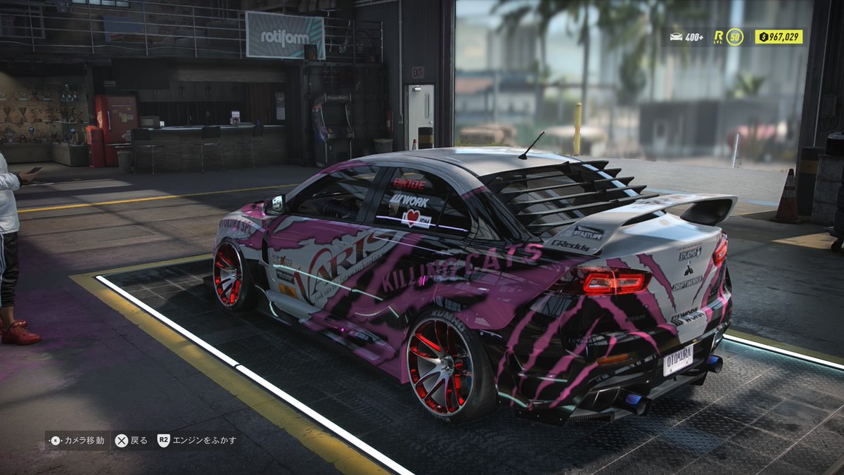 Takumiformula's tweet image. TKMのストリートレーサーマシン開発。
今回もNFS Heatを用いてマシンを製作。
マシンはランサーエボリューションⅩ、白と黒とピンクの三色に猫のかき爪のようなカラーリングとVARIS製のエアロパーツをふんだんに装着したマシンにしてみた。
#NFSHeat #PS4share