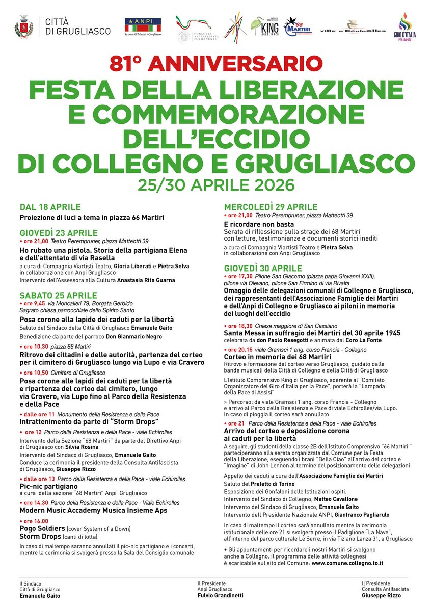 Sabato 25 aprile 2026 ore 14:30
Parco della Resistenza e della Pace 
Viale Echirolles - Grugliasco (TO)

Concerto Modern Music Academy