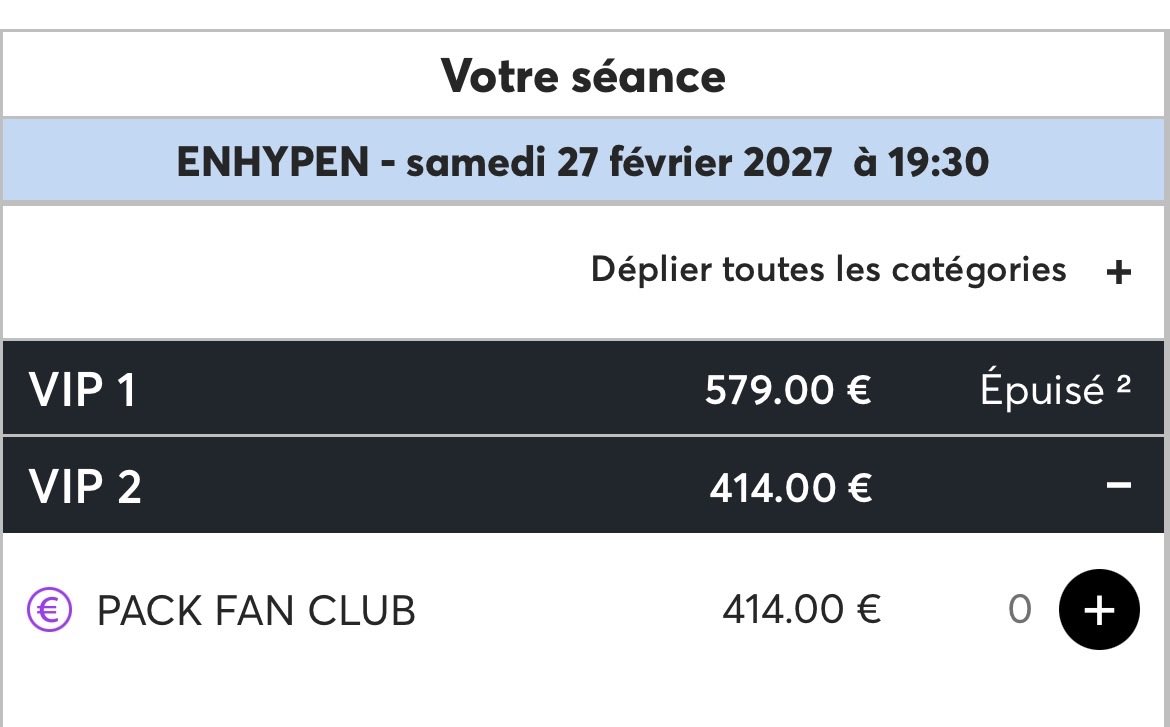 EN_FranceFan's tweet image. ℹ️ Voici les prix et le plan pour ENHYPEN, en concert à la Défense Arena le 27 février 2027 !
