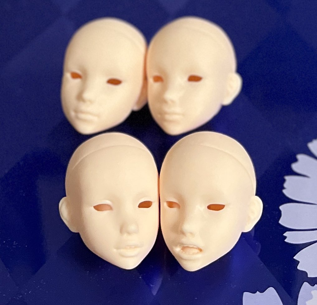 jinko69's tweet photo. 1/6ヘッド少しずつ細部変更したり新規を作ったりしてました。
眉モールドは自作シチリアフェイスと同じようなうっすら分かる程度にしました。
単品販売はヘアパーツ出来てから考えますかね🤔 https://t.co/tQppu3Sf5T
