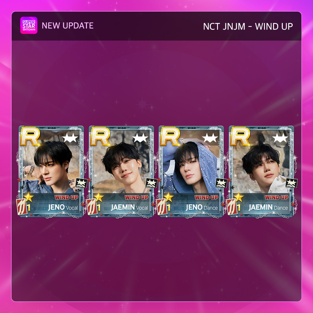 [🎹] NCT JNJM - WIND UP

SONG &amp; PACKAGE &amp; MISSION UPDATE!
WIND UP 한정 테마를 지금 바로 슈스엠에서 만나보세요!
Get the Limited Theme right now on SSM!

🎮 bit.ly/3Z4t4rZ

#SUPERSTARSMTOWN #SSM
#슈퍼스타에스엠타운 #슈스엠
#NCTJNJM #엔시티제노재민