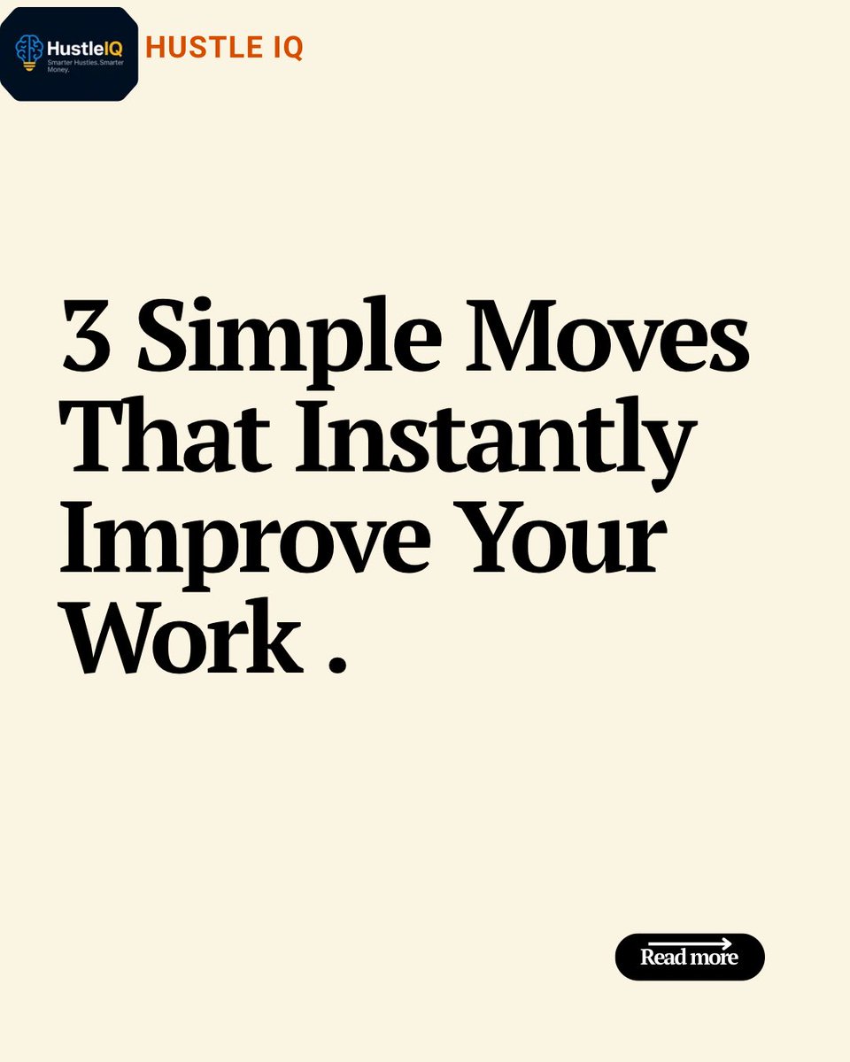 oluwa_damilola8's tweet image. 3 Simple Moves That Instantly Improve Your Work ⚡

1️⃣ Focus on one task only.
2️⃣ Set a time limit to finish it.
3️⃣ Block out every distraction.

👉 Invest in yourself before expecting investors.
Follow @HustleIQ for hustle wisdom 💡💰
#HustleIQ #AfternoonFocus #WorkSmart #GetIt