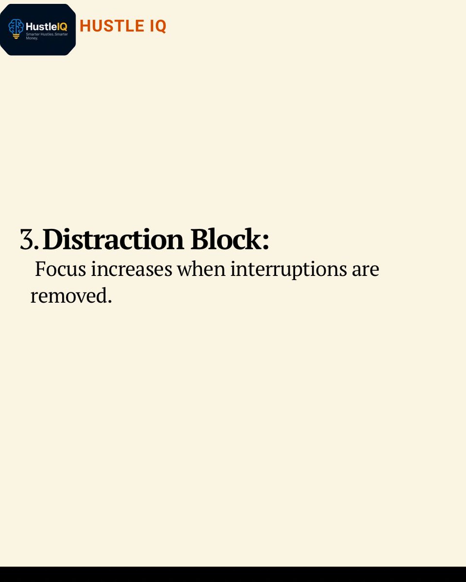oluwa_damilola8's tweet image. 3 Simple Moves That Instantly Improve Your Work ⚡

1️⃣ Focus on one task only.
2️⃣ Set a time limit to finish it.
3️⃣ Block out every distraction.

👉 Invest in yourself before expecting investors.
Follow @HustleIQ for hustle wisdom 💡💰
#HustleIQ #AfternoonFocus #WorkSmart #GetIt