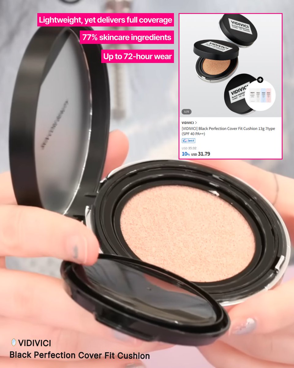 kstyle4u_global's tweet image. Everyone kept saying VIDIVICI is that girl…✨
then I found out this is the black cushion Taeyeon swears by.

So obviously, I had to test it.💖
🔗tinyurl.com/mtcrud5n

#Kbeauty #VIDIVICI #BlackCushion #CushionFoundation #Taeyeon #GirlsGeneration