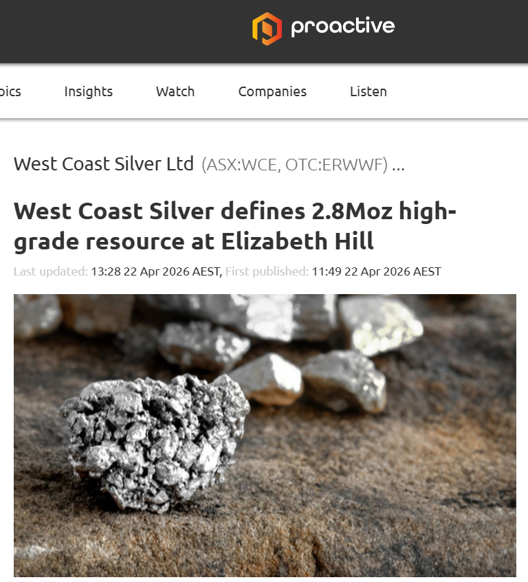 wcsilver_'s tweet photo. West Coast Silver (ASX: $WCE) has outlined an inaugural 2.8Moz silver Mineral Resource at Elizabeth Hill, with the Proactive article highlighting the deposit as one of Australia’s highest-grade #silver resources. The resource reinforces Elizabeth Hill as a strong foundation for future development work, supported by high grades, a granted mining lease and clear scope to grow and upgrade the resource through further drilling.

With mineralisation still open along strike and at depth, and more work planned to support economic studies, the article points to Elizabeth Hill emerging as a compelling high-grade silver development story. 

👉Read the full @ProactiveAU article here: https://t.co/f9YIuAyp8y