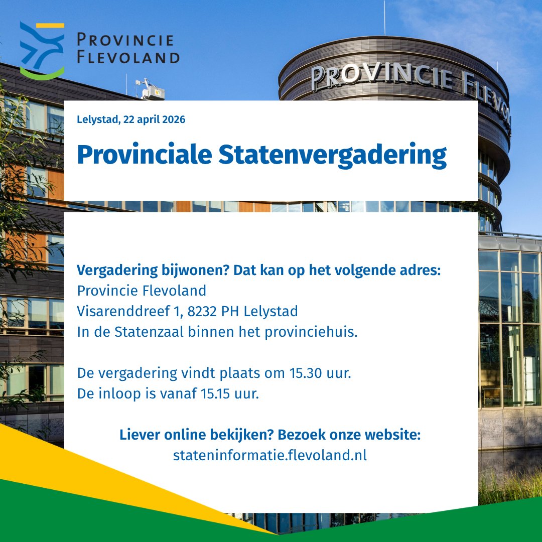 PS_Flevoland's tweet photo. Vandaag vergadert Provinciale Staten op het provinciehuis in Lelystad. Bij deze nodigen wij jou uit om de vergadering bij te wonen! https://t.co/QSRuKtOEHD