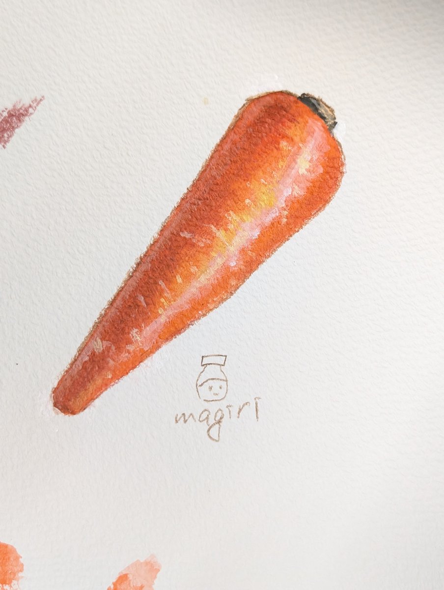 本日のアナログ画！
にんじん🥕
アクリル(U-35)と色鉛筆。