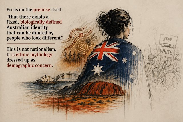 The_Indian_Sun's tweet image. Samir C argues #Australian identity is civic, not ethnic, rejecting claims that #immigration dilutes it. It highlights #FirstNations sovereignty, the #WhiteAustraliaPolicy’s history &amp;amp; contradictions in nationalist-royalist positions. #TheIndianSun

🔗 wp.me/p7ADtX-vVK